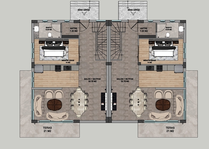 فلل 4 + 1 معروضة للبيع في منطقة دوشيميالتي - أنطاليا 