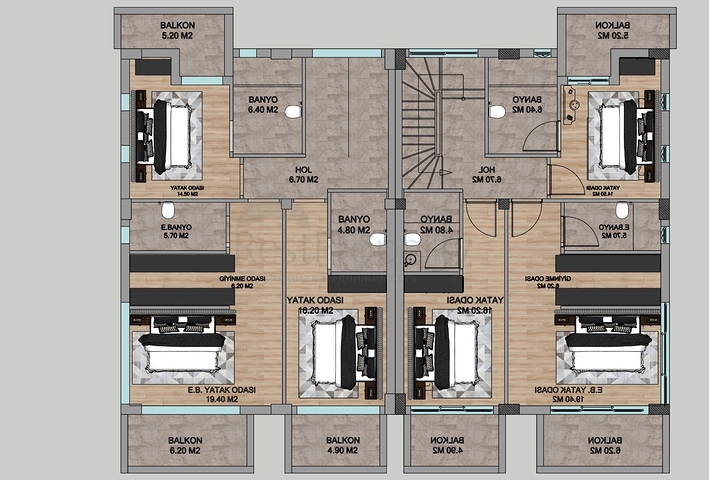 فلل 4 + 1 معروضة للبيع في منطقة دوشيميالتي - أنطاليا 