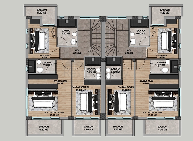 فلل 4 + 1 معروضة للبيع في منطقة دوشيميالتي - أنطاليا 