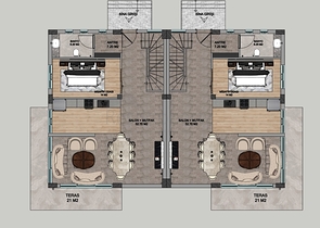 فلل 4 + 1 معروضة للبيع في منطقة دوشيميالتي - أنطاليا 