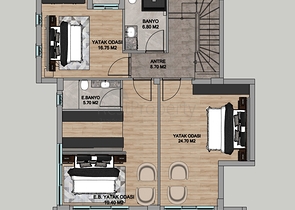 فلل 4 + 1 معروضة للبيع في منطقة دوشيميالتي - أنطاليا 