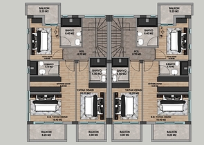 فلل 4 + 1 معروضة للبيع في منطقة دوشيميالتي - أنطاليا 