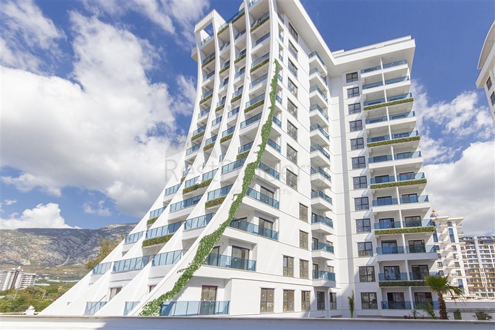 شقة حديثة 1 + 1 في مجمع جديد مع حمام سباحة ومنطقة سبا في محمودلار